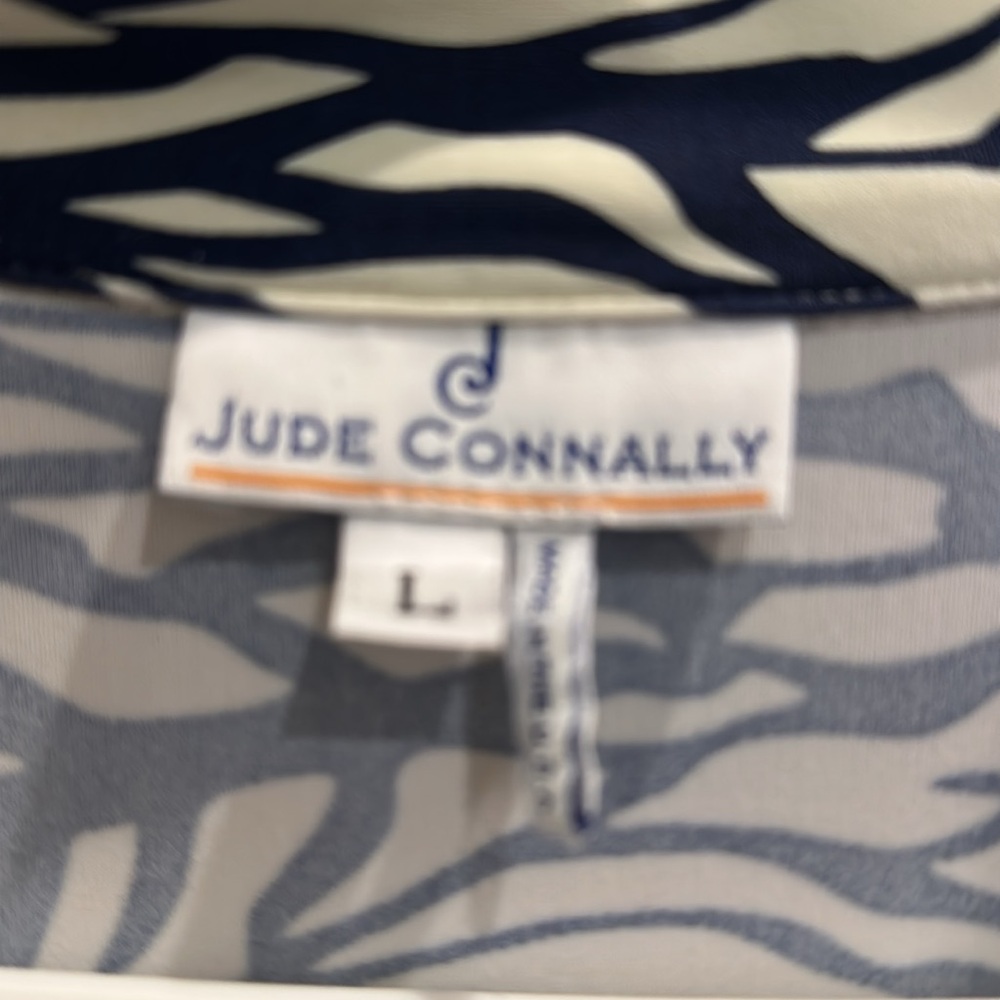 Jude Connally Navy and Cream Abstract Dress L - Picture 3 of 4